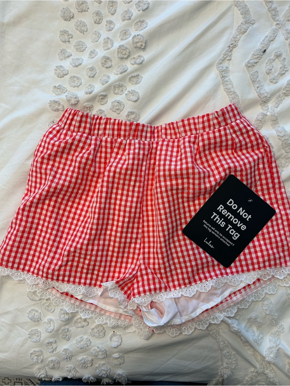 Lulu's Red Gingham Lace-Trim Skort Shorts